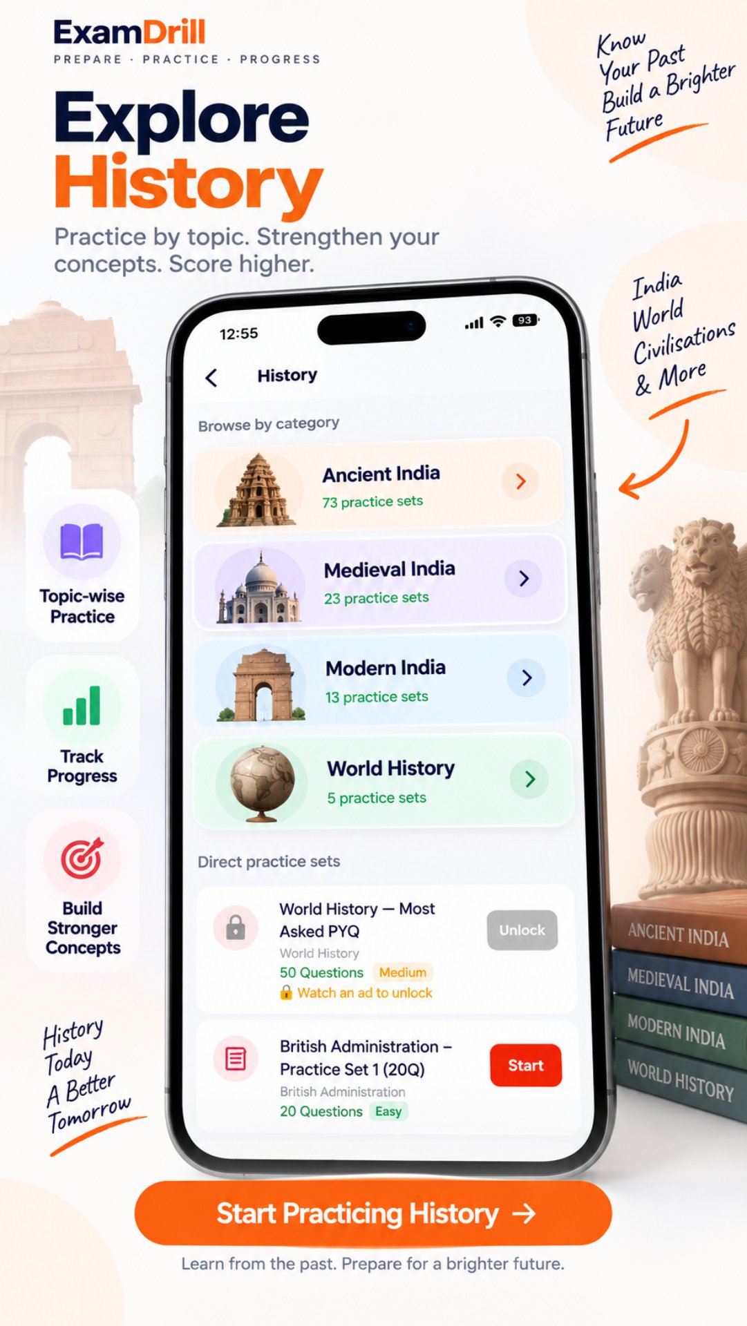 ExamDrill GK & Current Affairs — Mock Tests & PYQ
